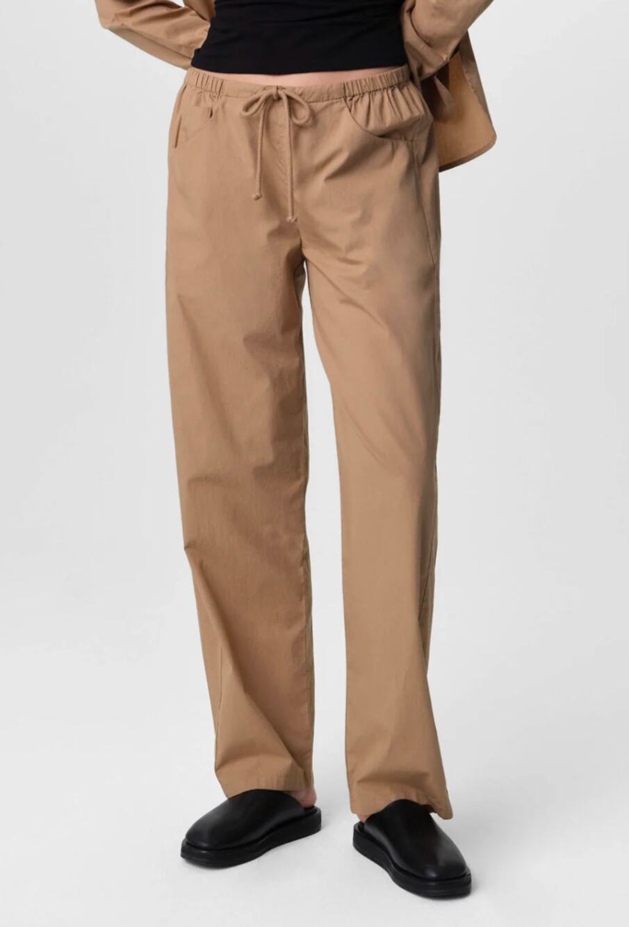 MATE The Label Organic Poplin Essential Pants Kelp Khaki L NWT